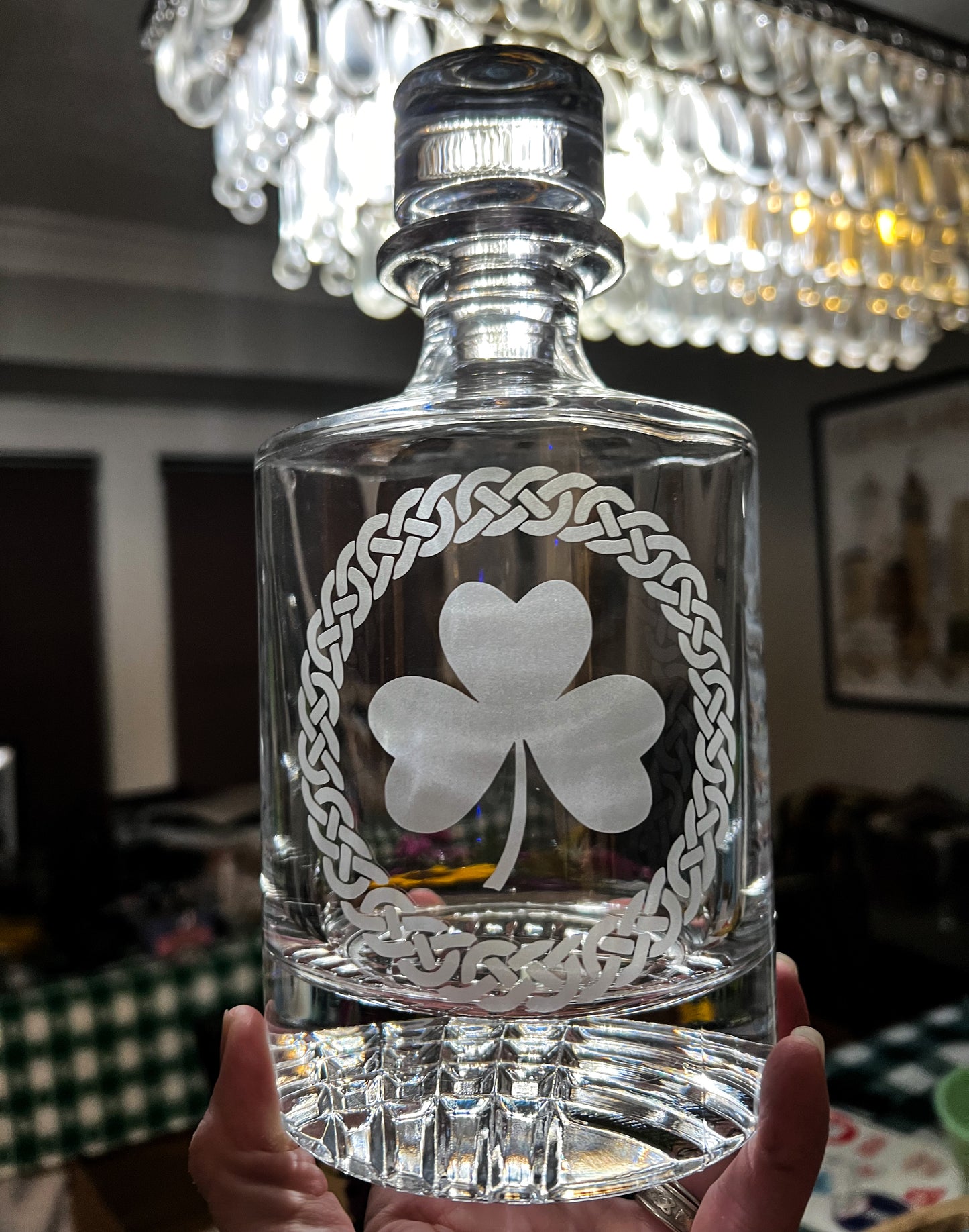 Shamrock Glass Decanter Set with Four Rocks Glasses