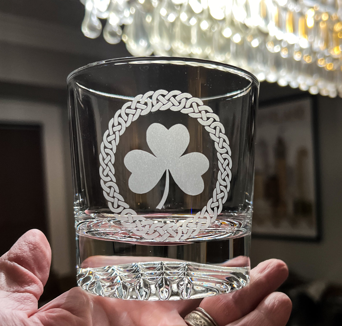Shamrock Glass Decanter Set with Four Rocks Glasses