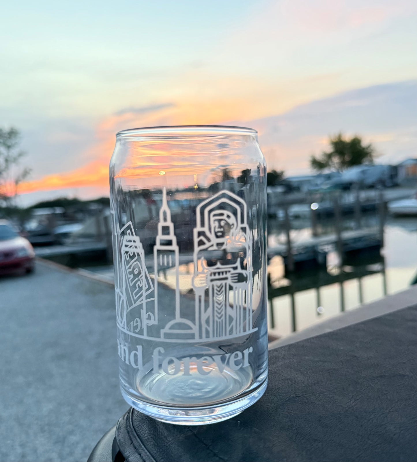 Cleveland Forever Beer Can Glass