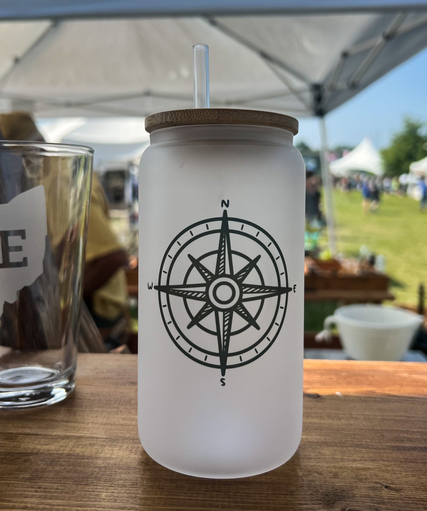 Compass Iced Coffee Can Glass
