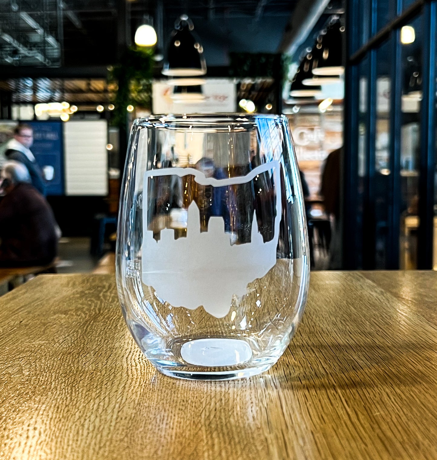Cleveland Ohio Skyline Stemless Wine Glass
