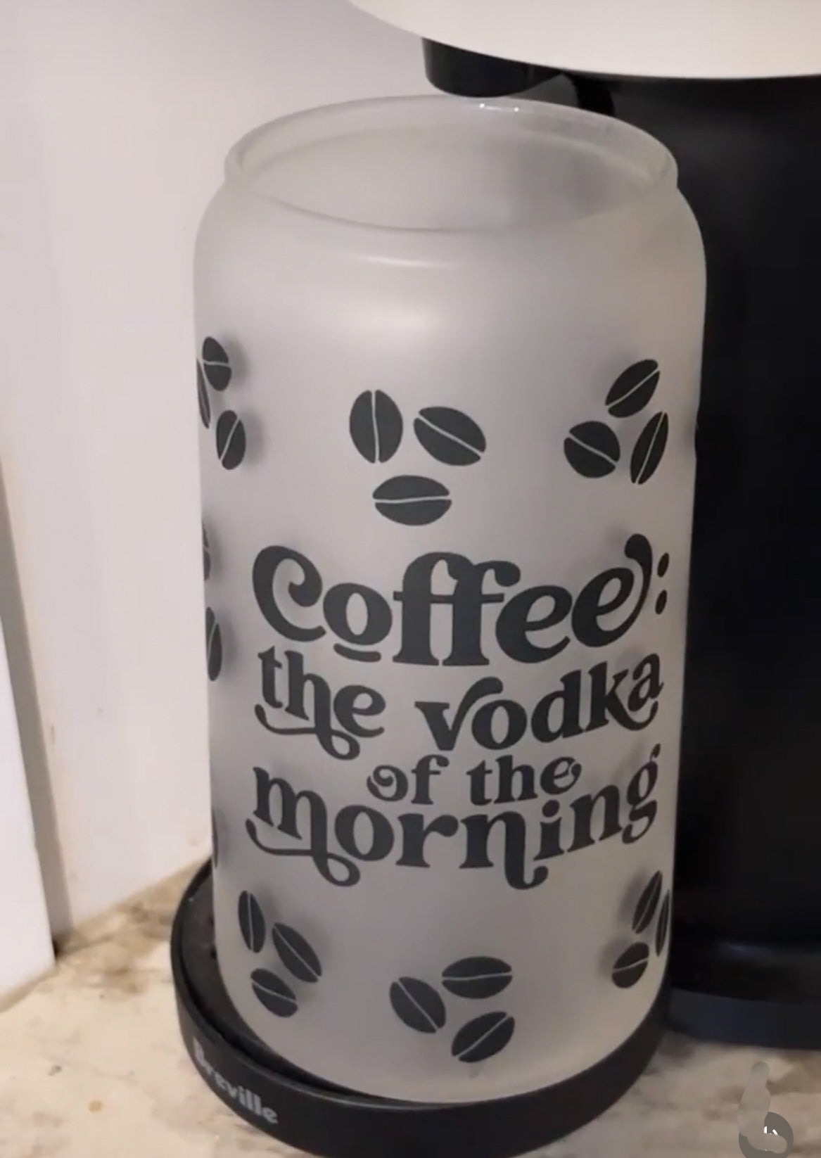 Coffee The Vodka of the Morning Can Glass with Bamboo Lid