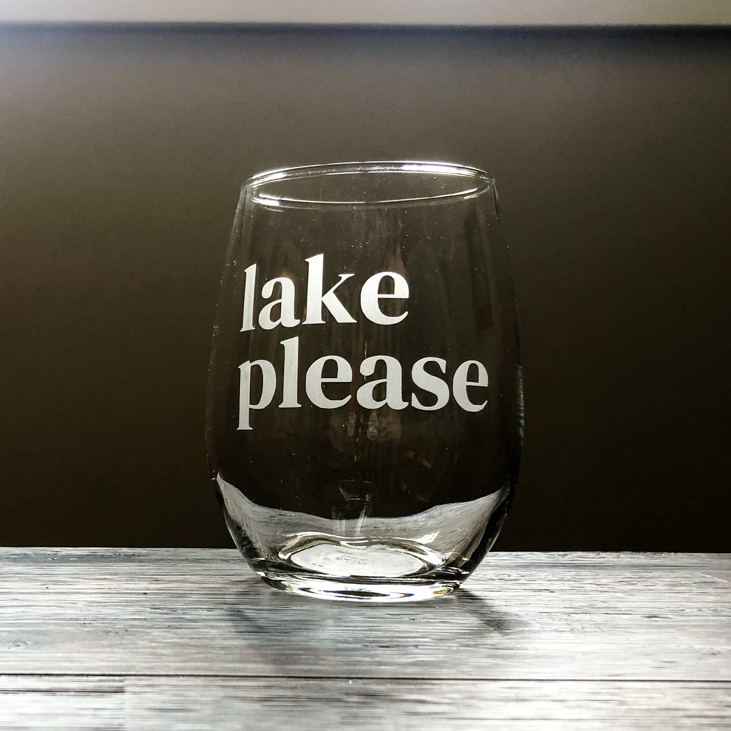 Lake Please Stemless Wine, Rocks or Beer Can Glass