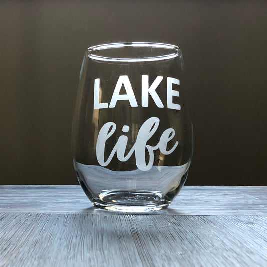 Lake Life Stemless Wine, Rocks or Beer Can Glass