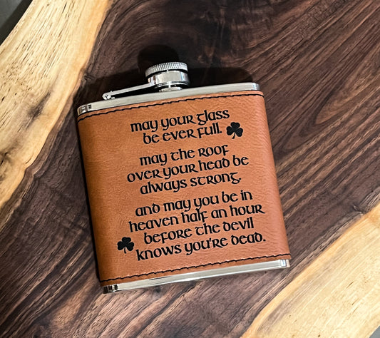 Irish Toast Leatherette Stainless Steel Flask