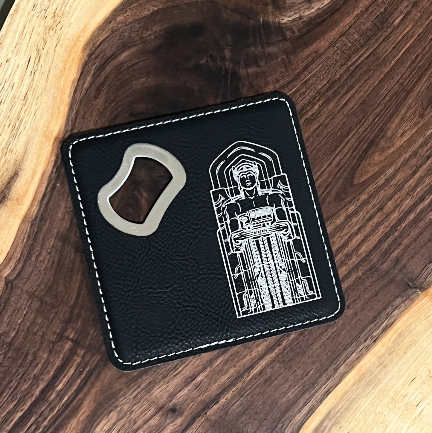 Guardians of Traffic Square Leatherette Coaster with Bottle Opener (Full Guardian)