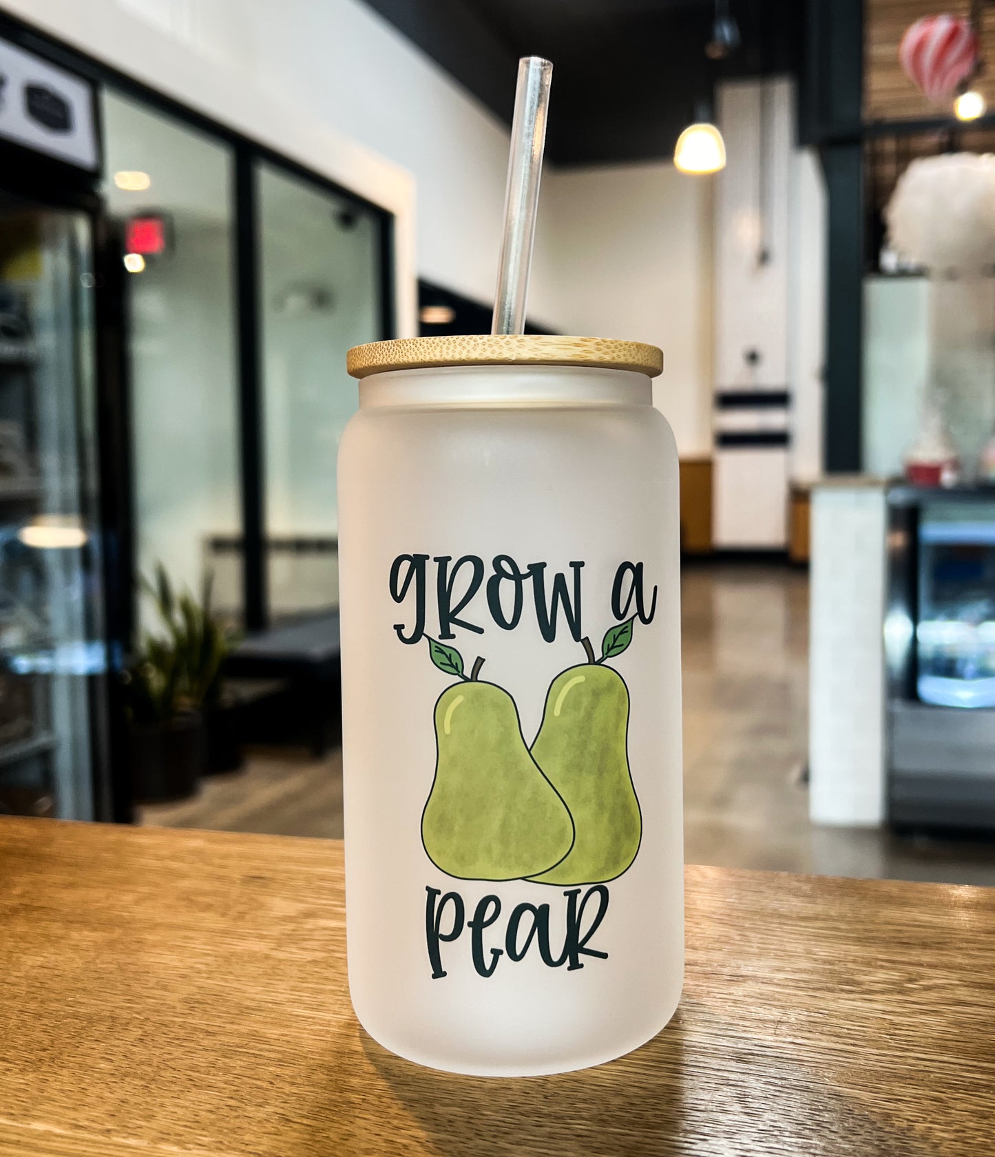 Grow a Pear Iced Coffee Can Glass