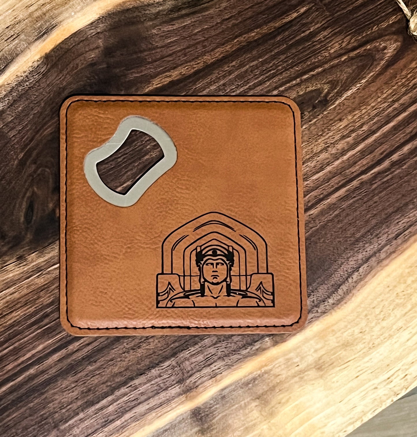 Guardians of Traffic Square Leatherette Coaster with Bottle Opener (Half Guardian)