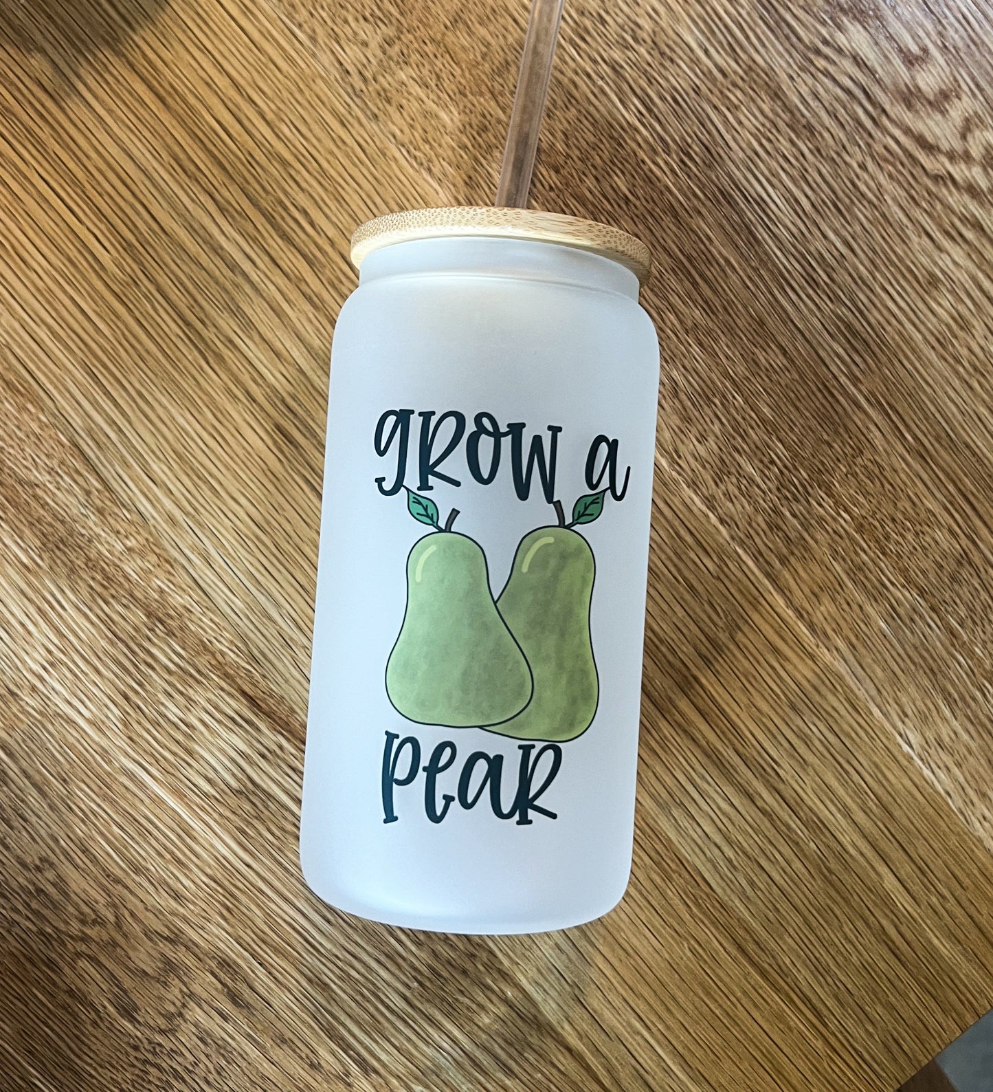 Grow a Pear Iced Coffee Can Glass