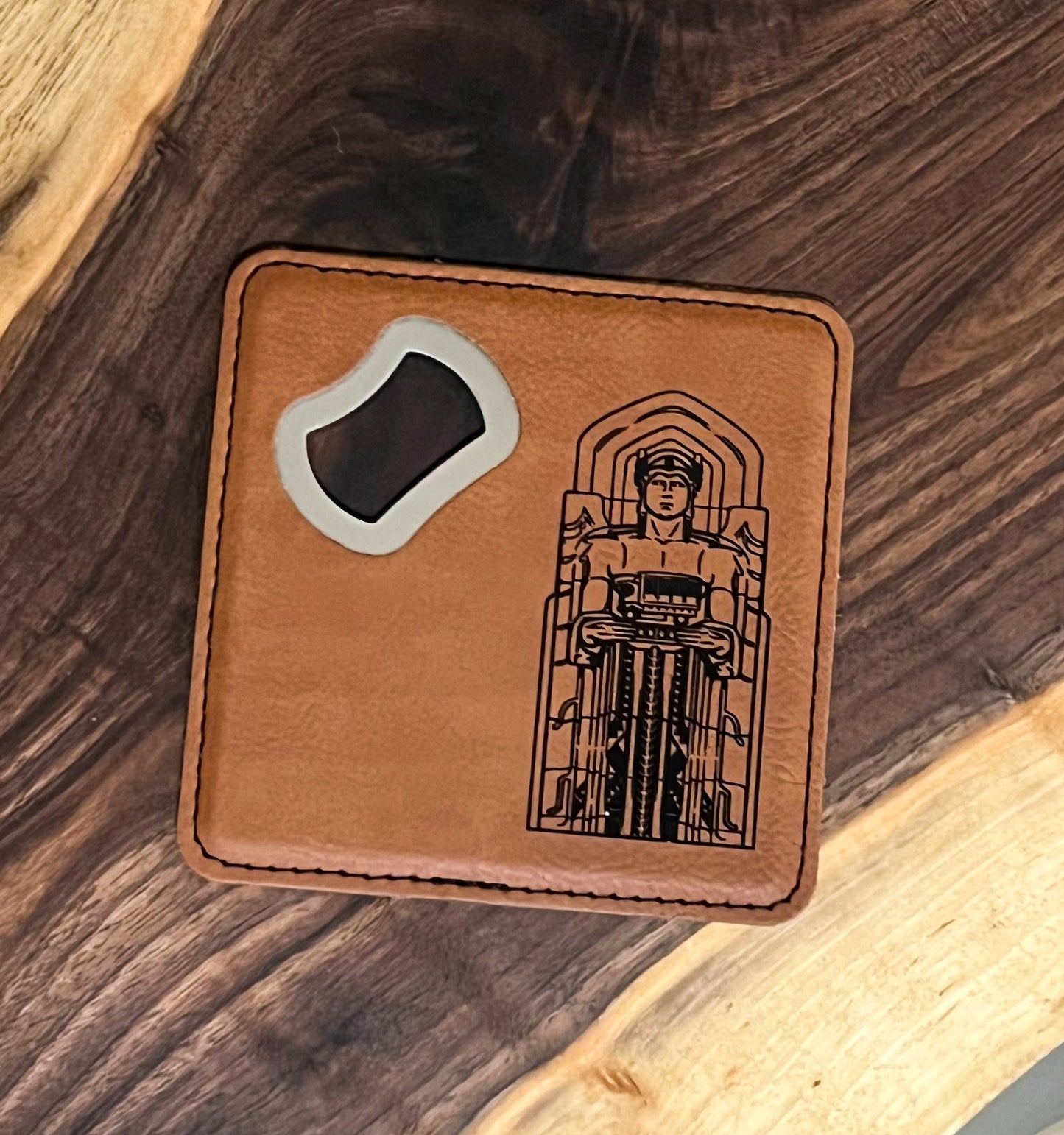 Guardians of Traffic Square Leatherette Coaster with Bottle Opener (Full Guardian)