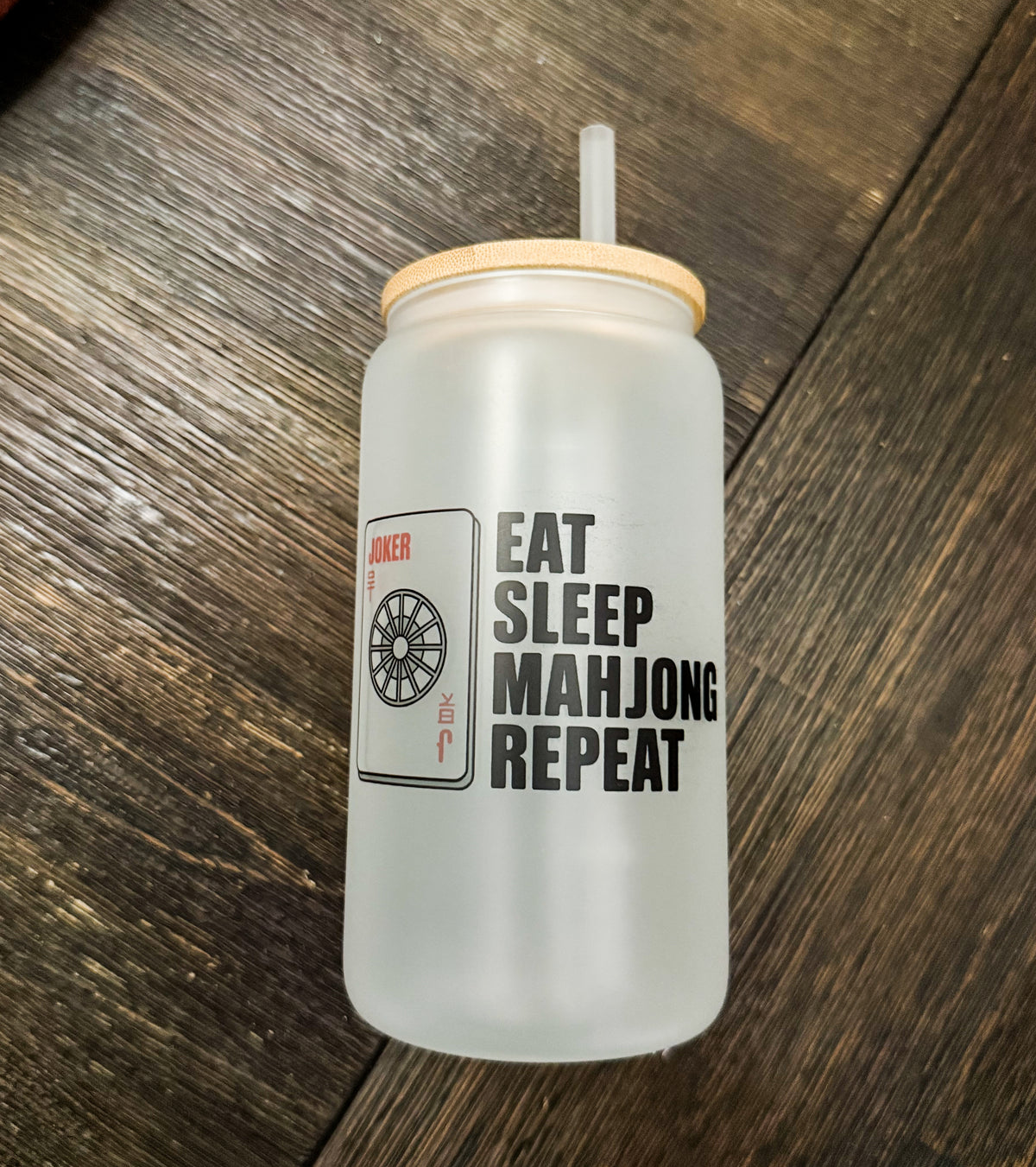 Eat Sleep Mahjong Repeat Frosted Glass Tumbler