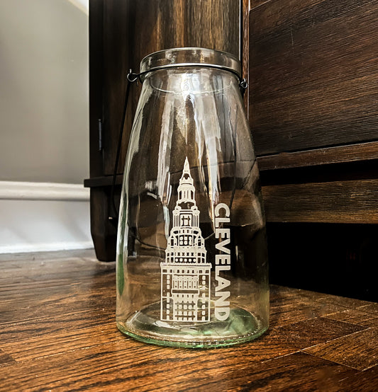Cleveland Terminal Tower Etched Glass Lantern