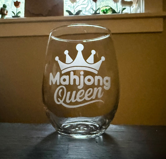 Mahjong Queen Stemless Wine Glass