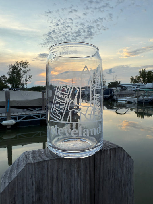 Cleveland Forever Beer Can Glass