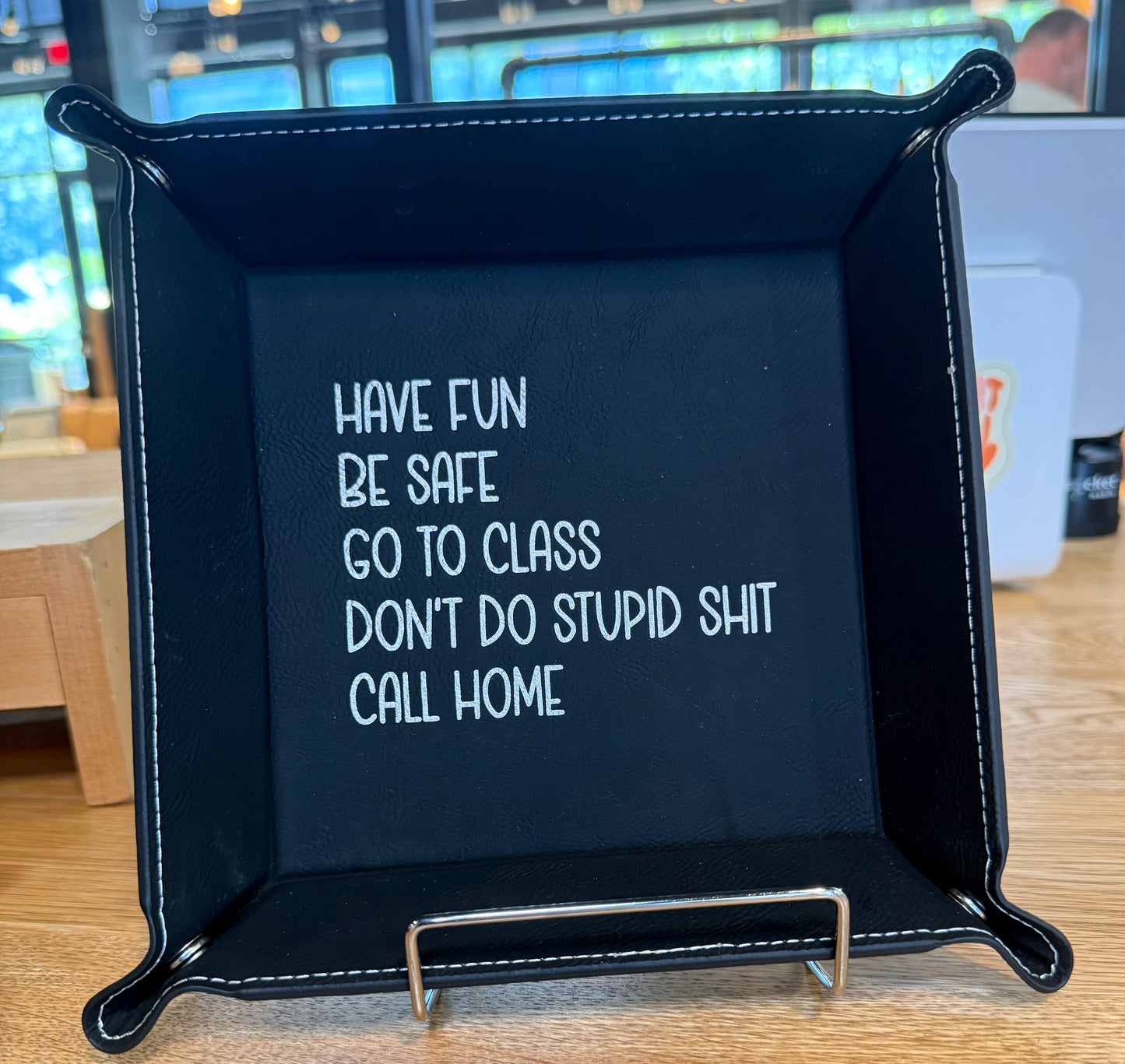 College Survival Rules Valet Tray – Have Fun, Be Safe, Call Home