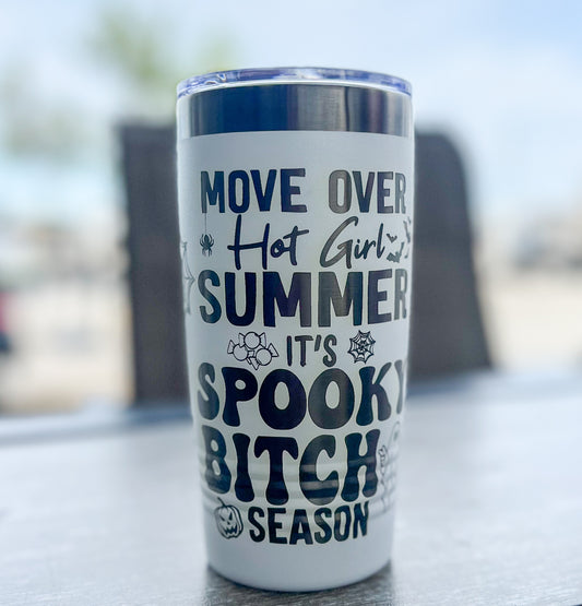 Spooky Bitch Season 20 oz. White/Ghost Black Ion Plated Stainless Steel Tumbler