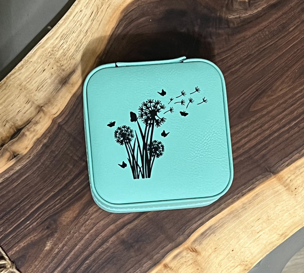 Teal Leatherette Travel Jewelry Box