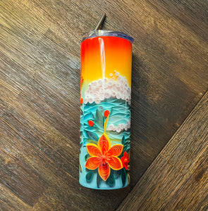 3D Sunrise Beach Landscape Stainless Steel Tumbler