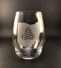 Load image into Gallery viewer, Ohio Trinity Knot Stemless Wine, Rocks or Beer Can Glass