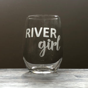 River Girl Stemless Wine Glass