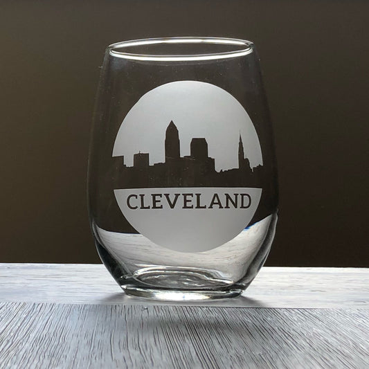 Cleveland Skyline Stemless Wine, Rocks or Beer Can Glass
