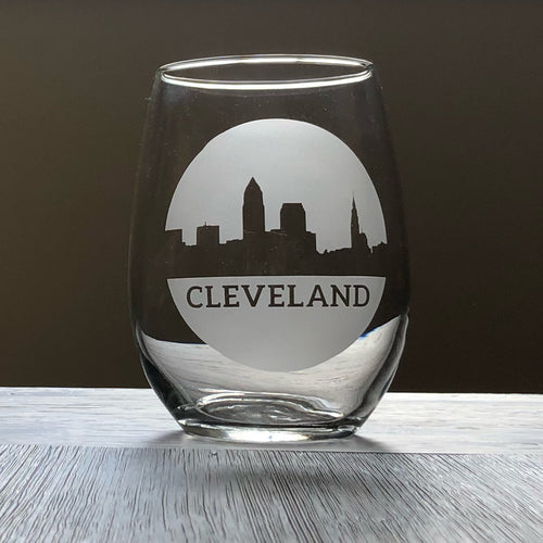 Cleveland Skyline Stemless Wine, Rocks or Beer Can Glass