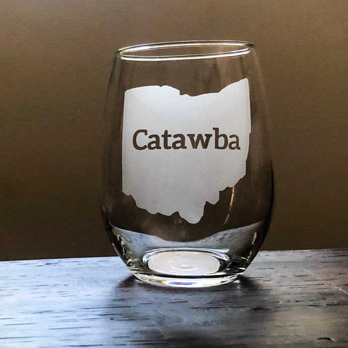 Catawba, Ohio Stemless Wine, Rocks or Beer Can Glass