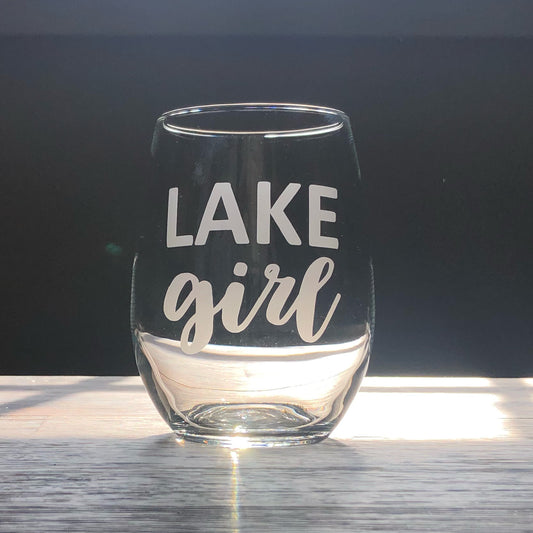Lake Girl Stemless Wine, Rocks or Beer Can Glass