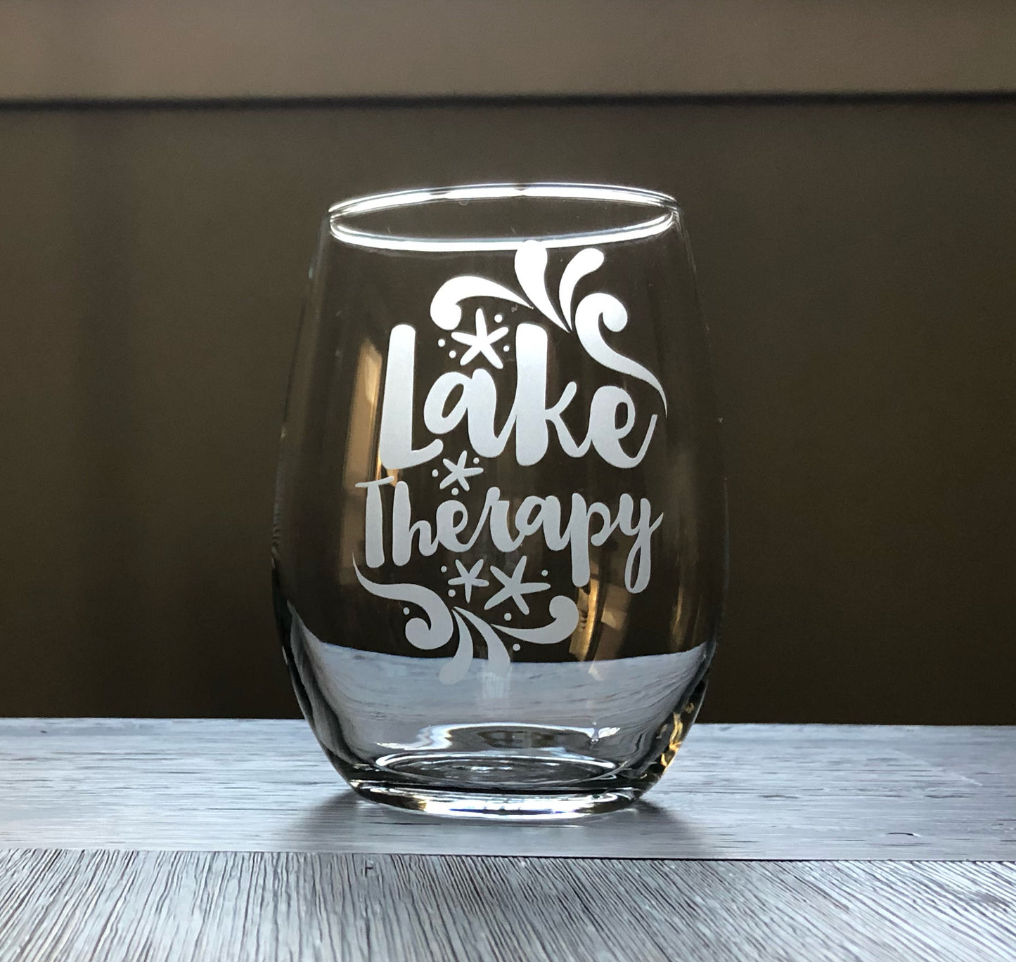 Lake Therapy Stemless Wine Glass