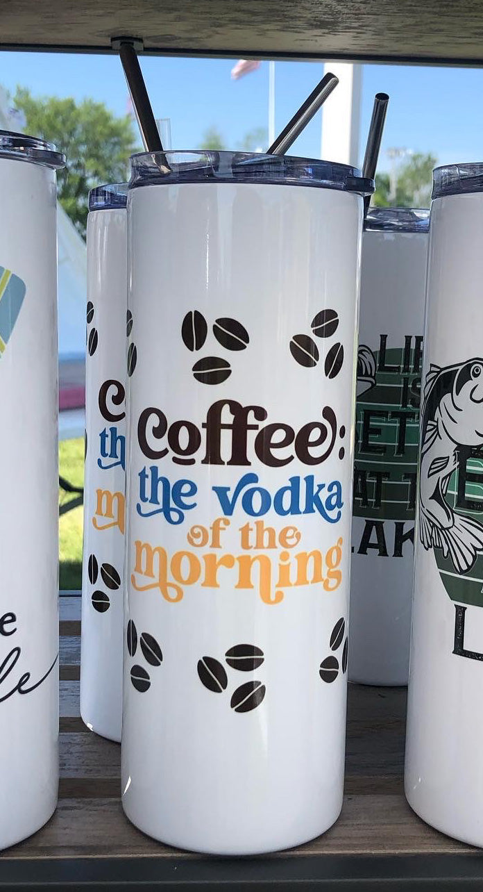 Coffee the Vodka of the Morning Stainless Steel Tumbler with Clear Lid