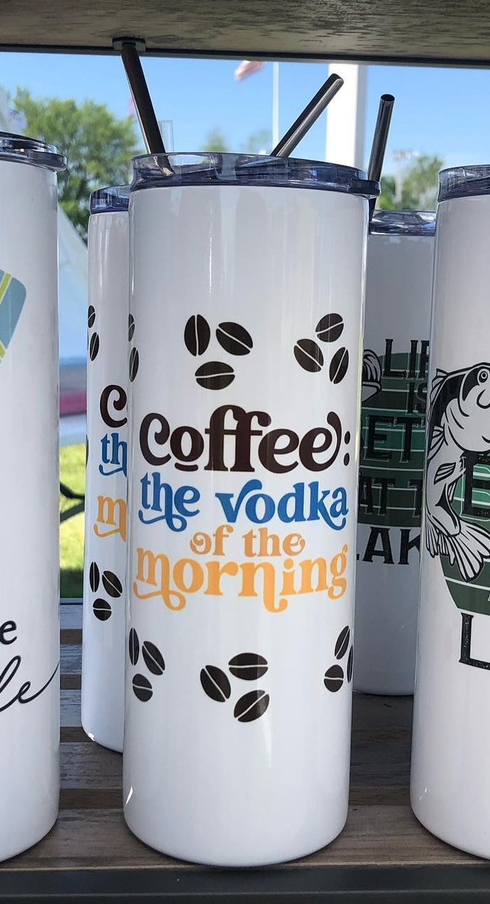 Coffee the Vodka of the Morning Stainless Steel Tumbler with Clear Lid
