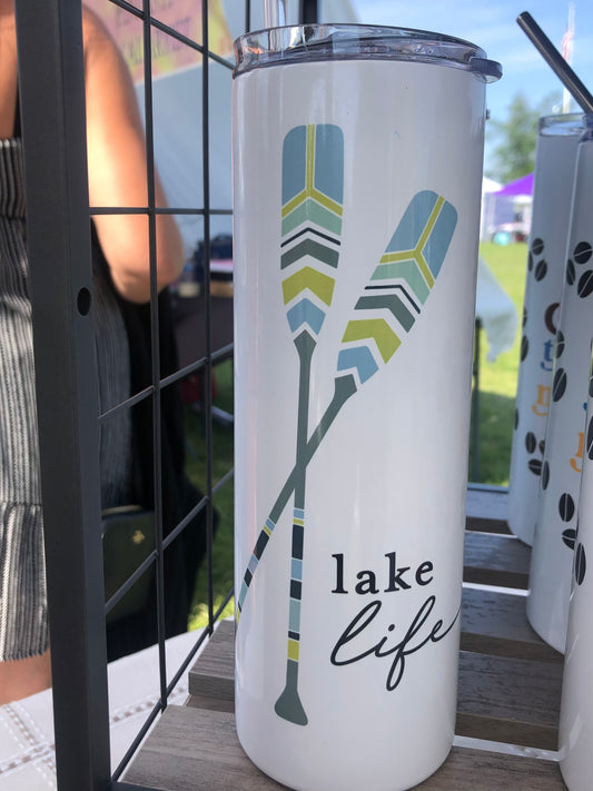 Lake Life Stainless Steel Tumbler with Clear Lid