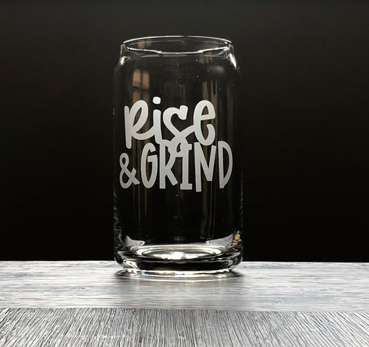 Rise & Grind Iced Coffee Can Glass