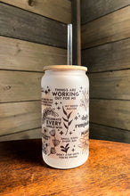 Load image into Gallery viewer, Daily Affirmation Quotes Iced Coffee Can Glass with Bamboo Lid (CLEAN Version)