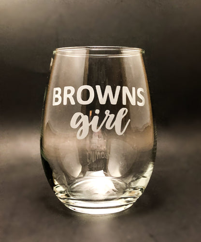 Browns Girl Stemless Wine Glass