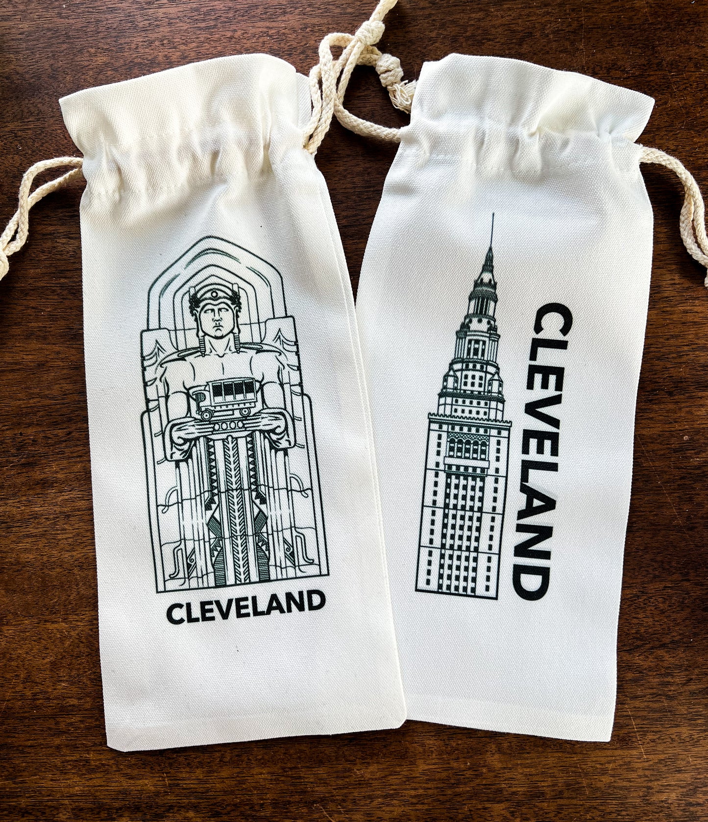 Cleveland Terminal Tower Canvas Wine Bottle Bag