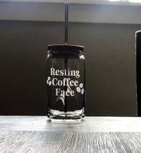 Load image into Gallery viewer, Resting Coffee Face Iced Coffee Can Glass