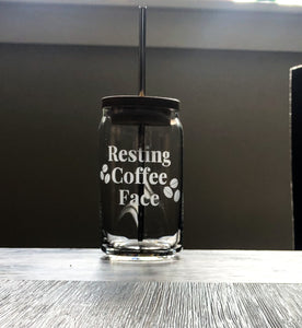 Resting Coffee Face Iced Coffee Can Glass