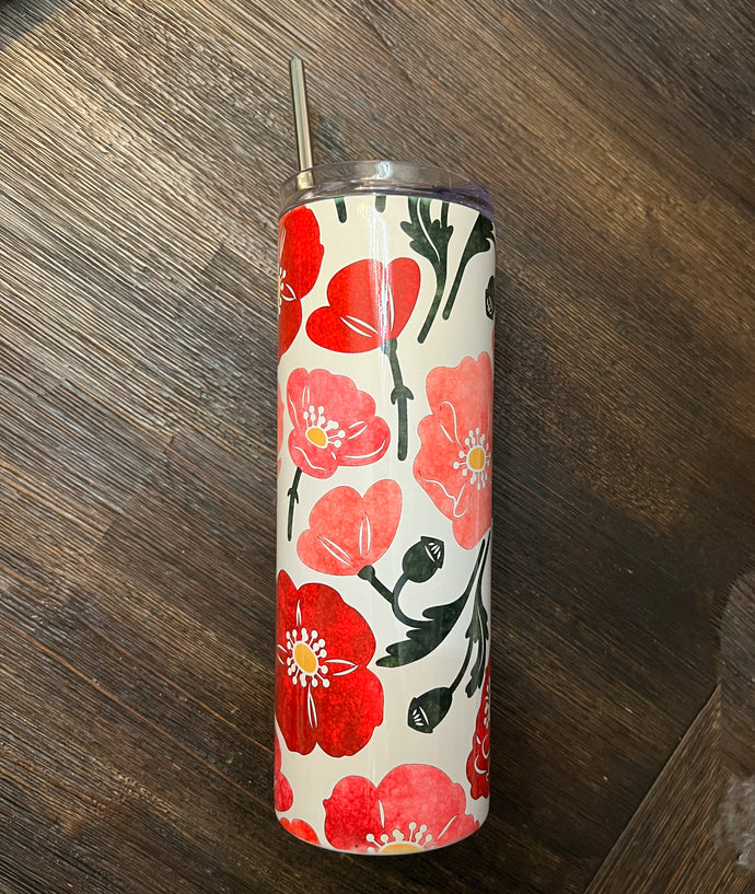 Red Poppies Stainless Steel Tumbler