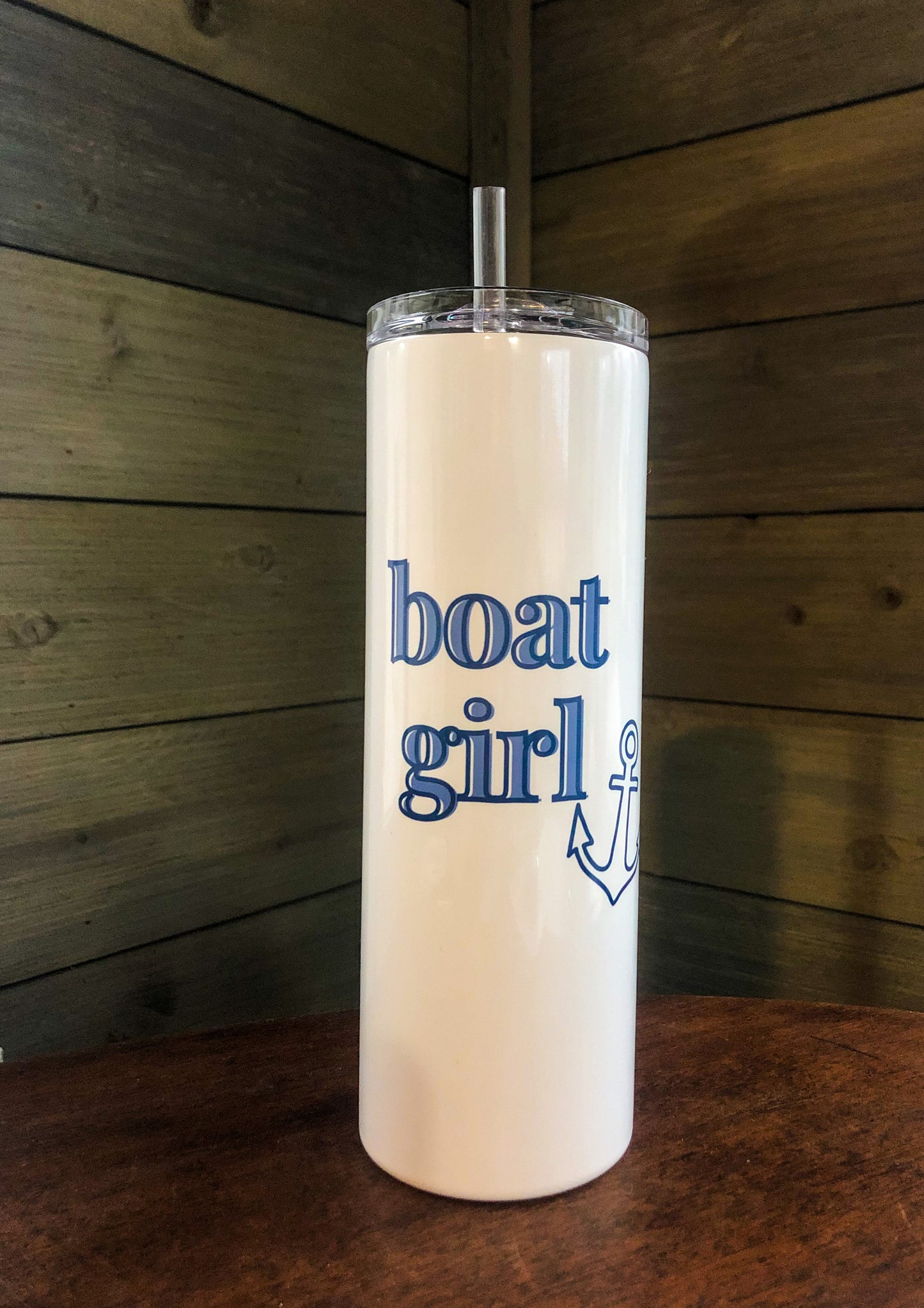 Boat Girl 20 oz. Stainless Steel Tumbler with Clear Lid