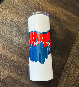 Navy & Red Cleveland Ohio Skyline Stainless Steel Tumbler