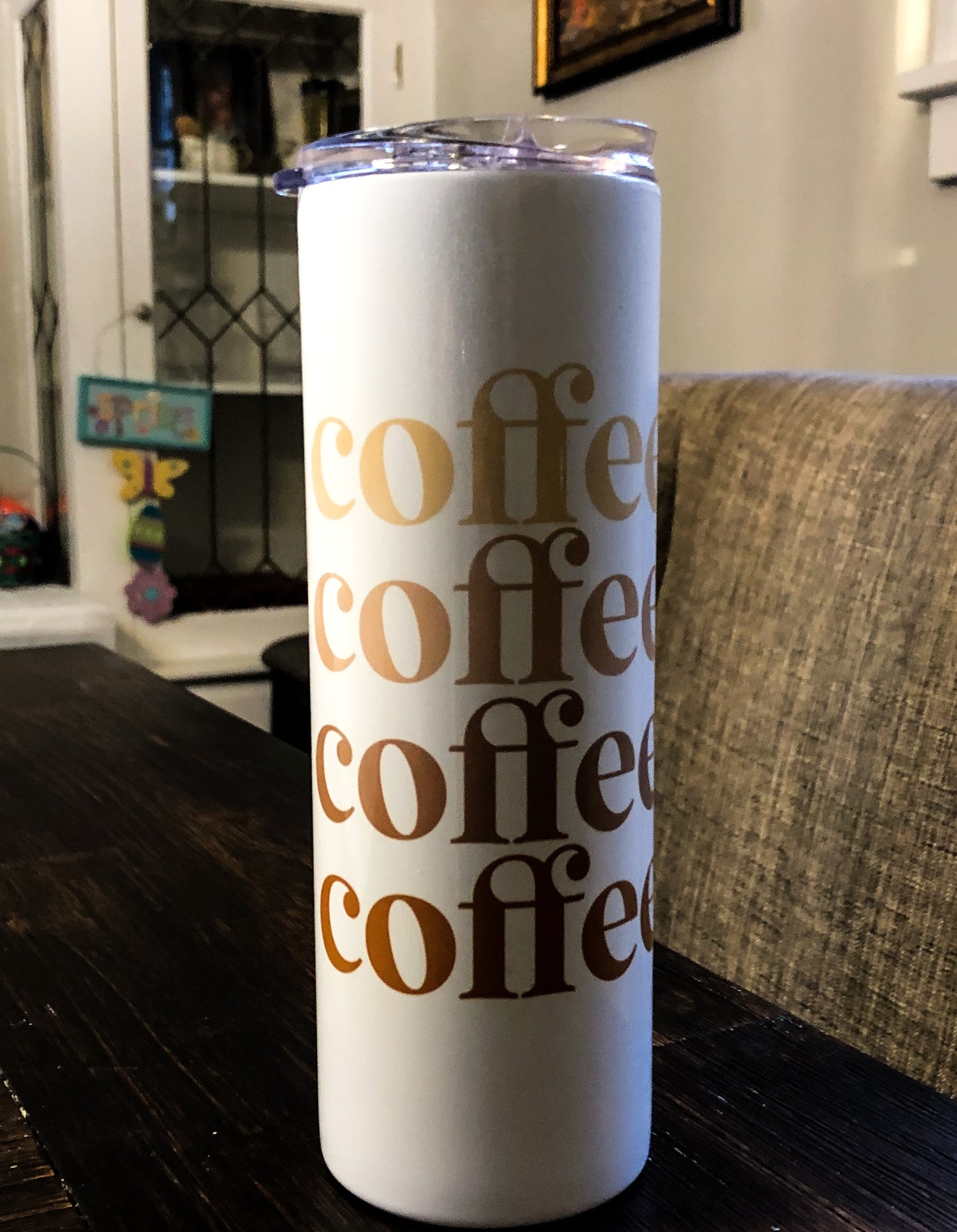 coffee coffee coffee  20 oz. Stainless Steel Tumbler with Clear Lid