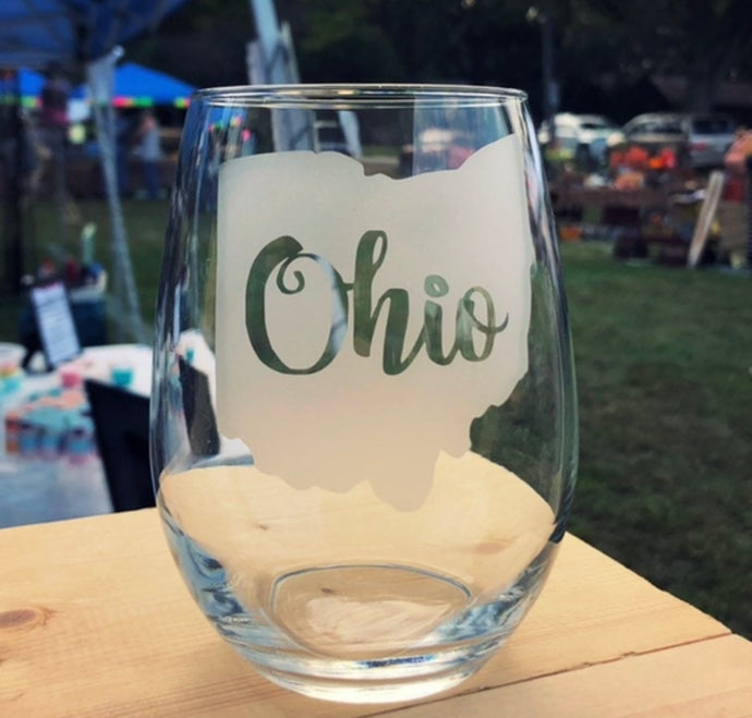 Ohio Stemless Wine, Rocks or Beer Can Glass