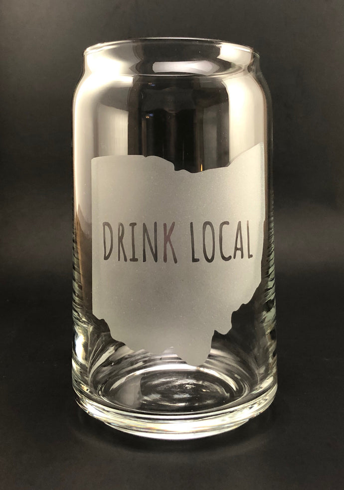 Ohio Drink Local Stemless Wine, Rocks or Beer Can Glass