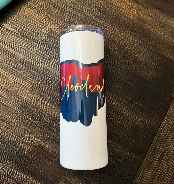 Navy & Wine Cleveland Ohio Skyline Stainless Steel Tumbler