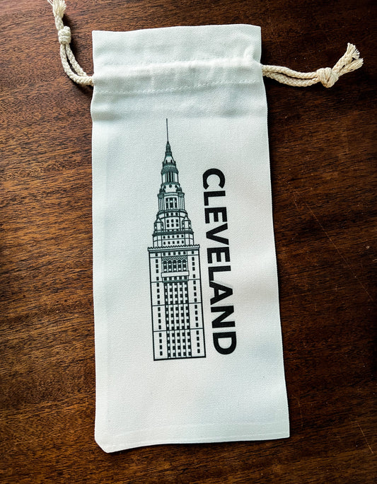 Cleveland Terminal Tower Canvas Wine Bottle Bag