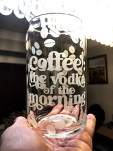 Load image into Gallery viewer, Coffee The Vodka of the Morning Can Glass with Bamboo Lid